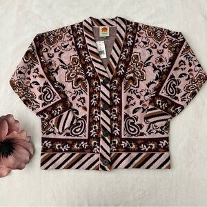 Farm Rio Glam Tapestry Jacquard Cardigan Small